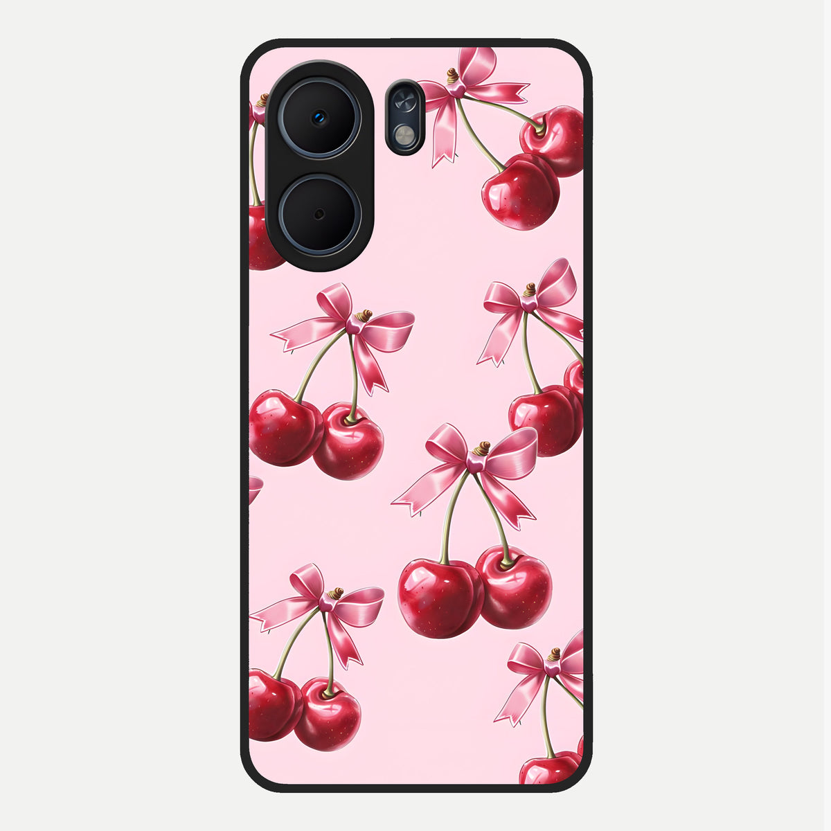  Red Cherries Pattern Glass Case For Oppo A5x 5G back cover – full design glossy printed glass finish