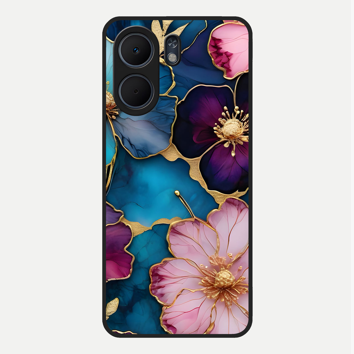  Sparkle Floral Glass Case For Oppo A5x 5G back cover – full design glossy printed glass finish