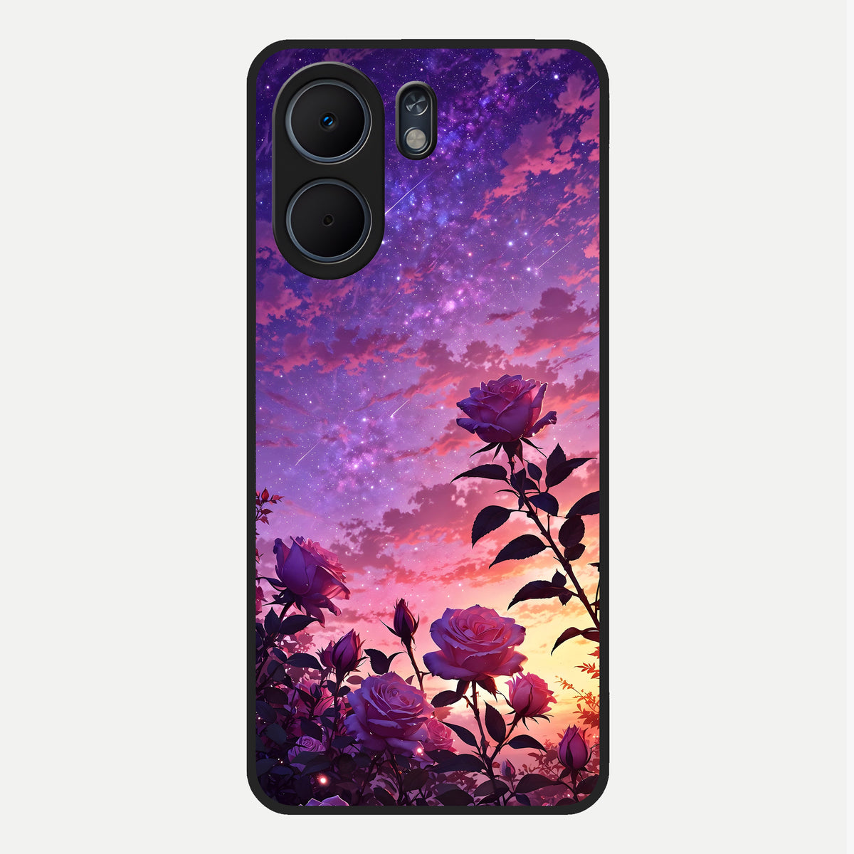  Starlit Rose Twilight Glass Case For Oppo A5x 5G back cover – full design glossy printed glass finish