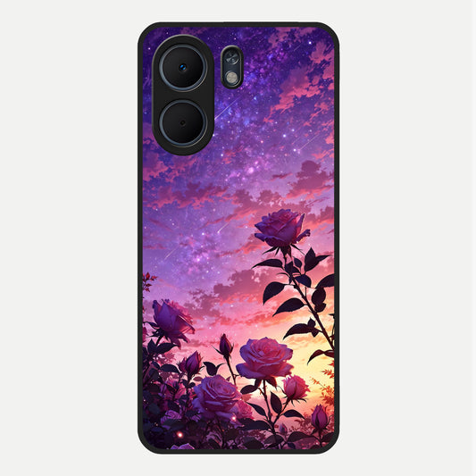  Starlit Rose Twilight Glass Case For Oppo A5x 5G back cover – full design glossy printed glass finish
