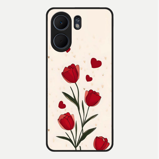  Tulip With Heart Glass Case For Oppo A5x 5G back cover – full design glossy printed glass finish
