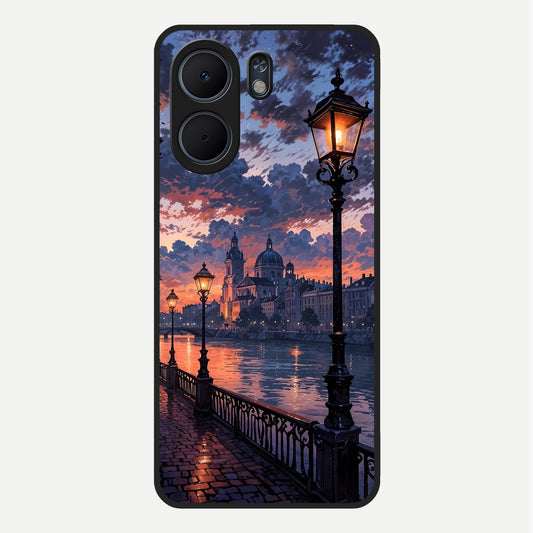  Twilight River Lights Glass Case For Oppo A5x 5G back cover – full design glossy printed glass finish