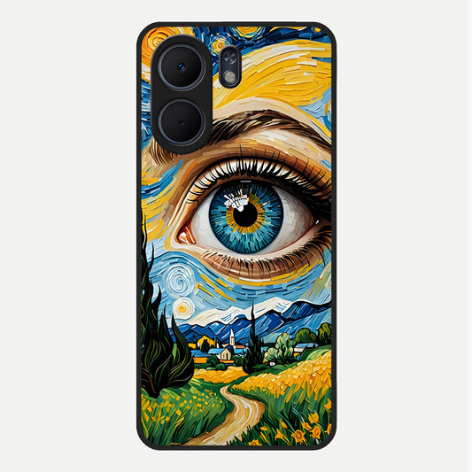  Van Gogh Eye Glass Case For Oppo A5x 5G back cover – full design glossy printed glass finish