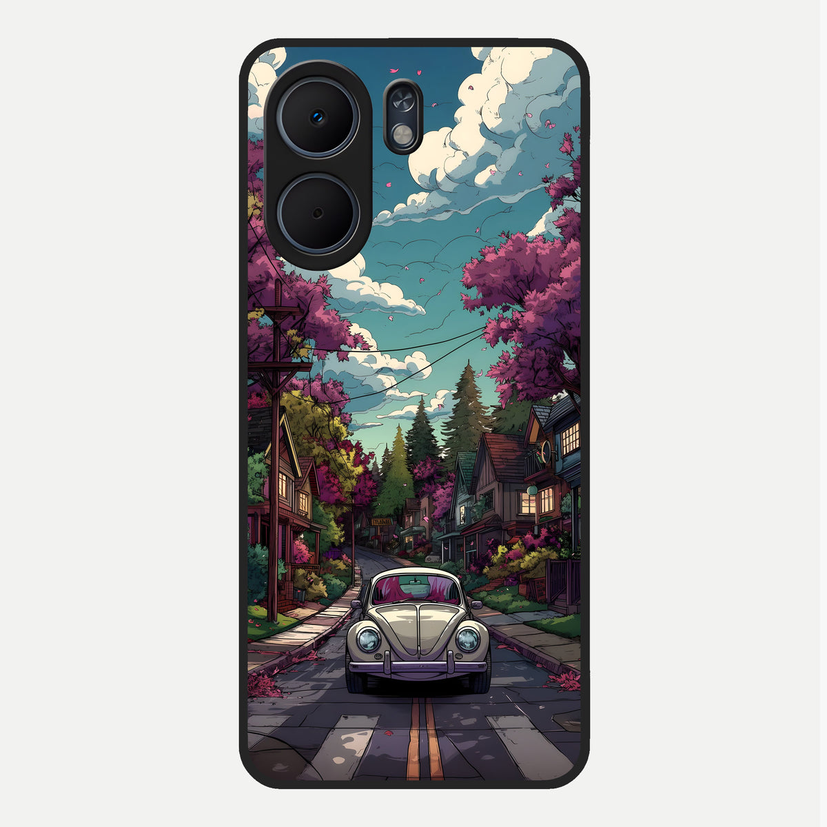  Vintage Street Drive Glass Case For Oppo A5x 5G back cover – full design glossy printed glass finish