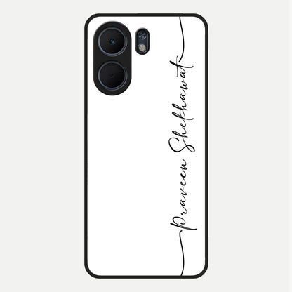  White Tune Custom Name Glass Case For Oppo A5x 5G back cover – personalized glossy printed glass finish