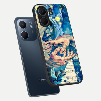 Aesthetic Divider phone case For Oppo A5x 5G showing premium glass back cover with detailed artwork