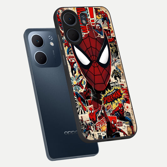  Aesthetic Wonder Spider phone case For Oppo A5x 5G showing premium glass back cover with detailed artwork