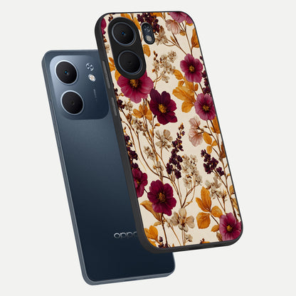  Autumn Wine Bloom phone case For Oppo A5x 5G showing premium glass back cover with detailed artwork