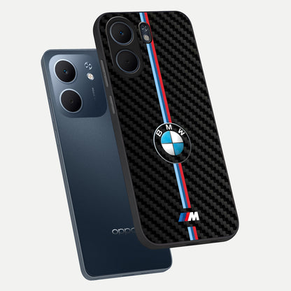  BMW Pattern phone case For Oppo A5x 5G showing premium glass back cover with detailed artwork