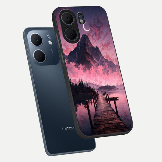  Beautiful Mountain View phone case For Oppo A5x 5G showing premium glass back cover with detailed artwork