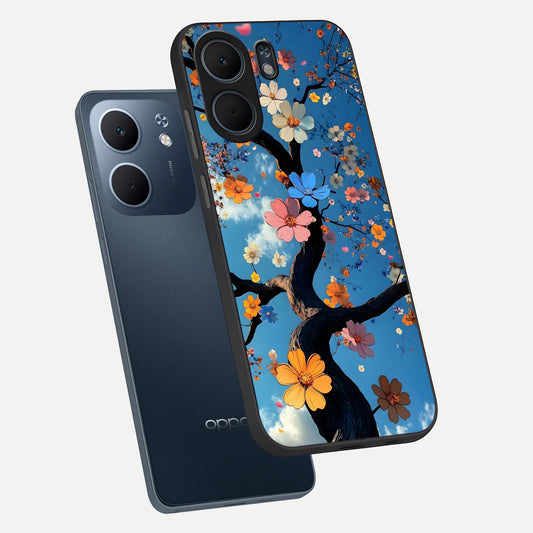  Blossom Dream Sky phone case For Oppo A5x 5G showing premium glass back cover with detailed artwork