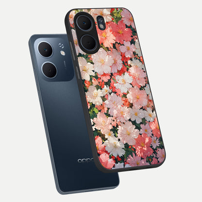  Blush Bloom Field phone case For Oppo A5x 5G showing premium glass back cover with detailed artwork