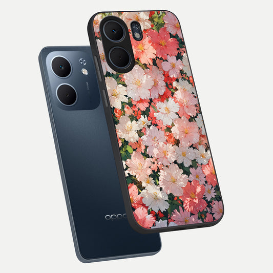  Blush Bloom Field phone case For Oppo A5x 5G showing premium glass back cover with detailed artwork