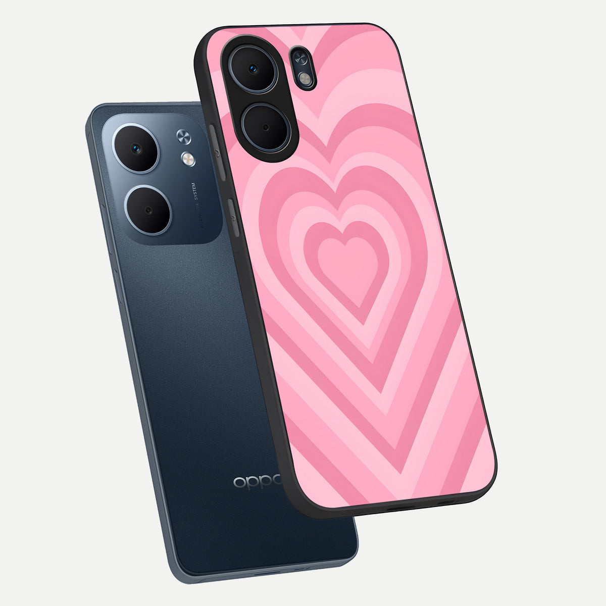  Blush Heart Waves phone case For Oppo A5x 5G showing premium glass back cover with detailed artwork