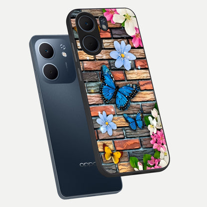  Brick Bloom Flight phone case For Oppo A5x 5G showing premium glass back cover with detailed artwork