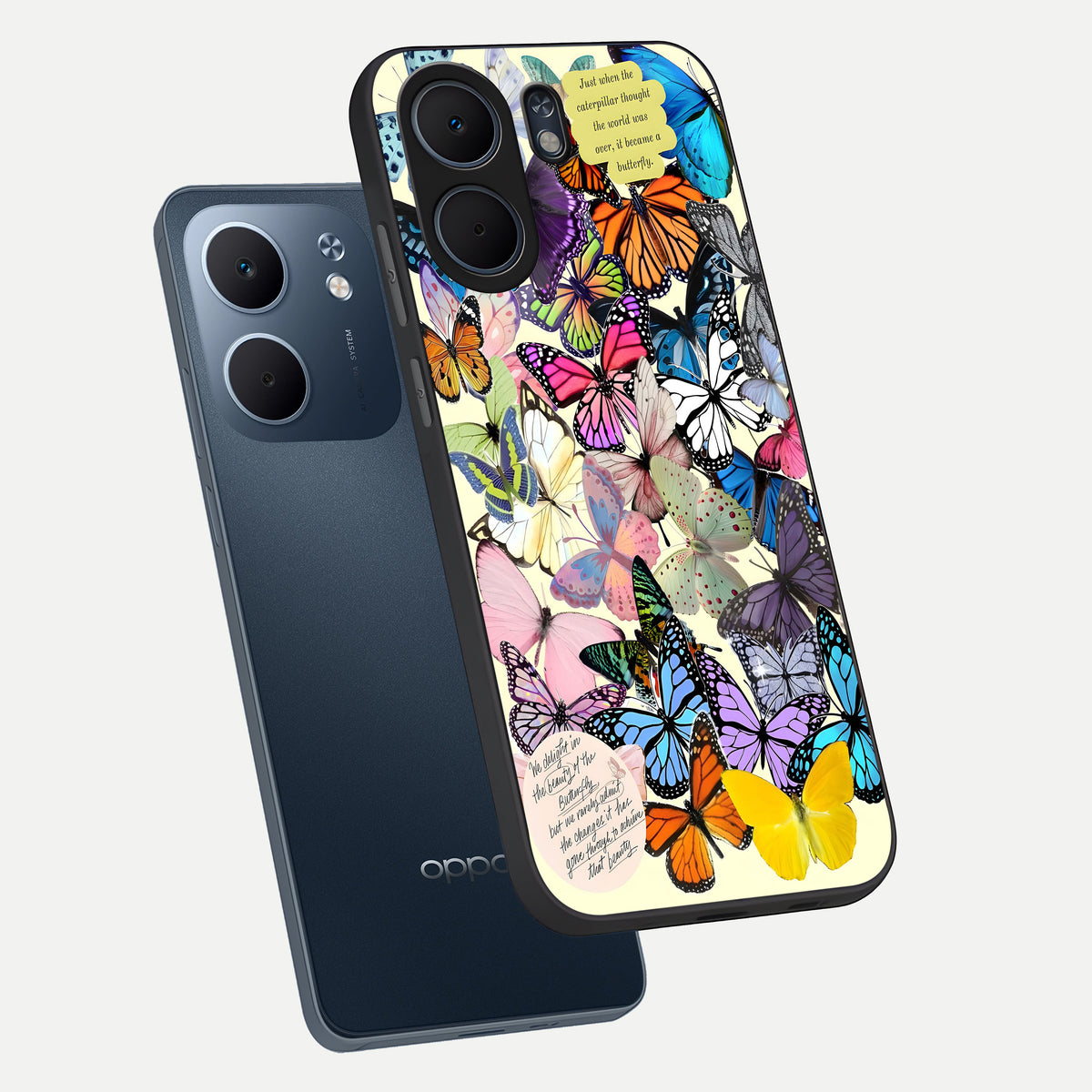  Butterflies Petal Dream phone case For Oppo A5x 5G showing premium glass back cover with detailed artwork