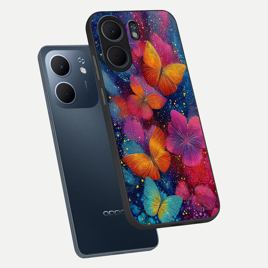  Butterfly Dream Mist phone case For Oppo A5x 5G showing premium glass back cover with detailed artwork
