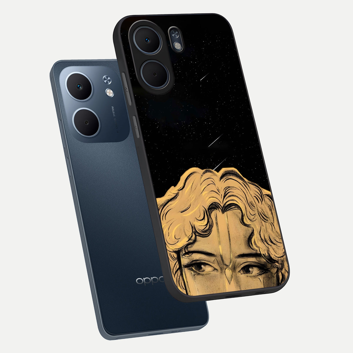  Celestial Gods Plan phone case For Oppo A5x 5G showing premium glass back cover with detailed artwork