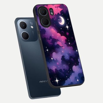  Celestial Moon Magic phone case For Oppo A5x 5G showing premium glass back cover with detailed artwork