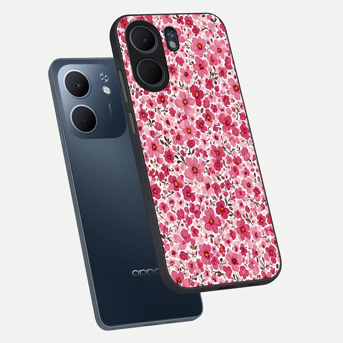  Cherry Blossom Charm phone case For Oppo A5x 5G showing premium glass back cover with detailed artwork