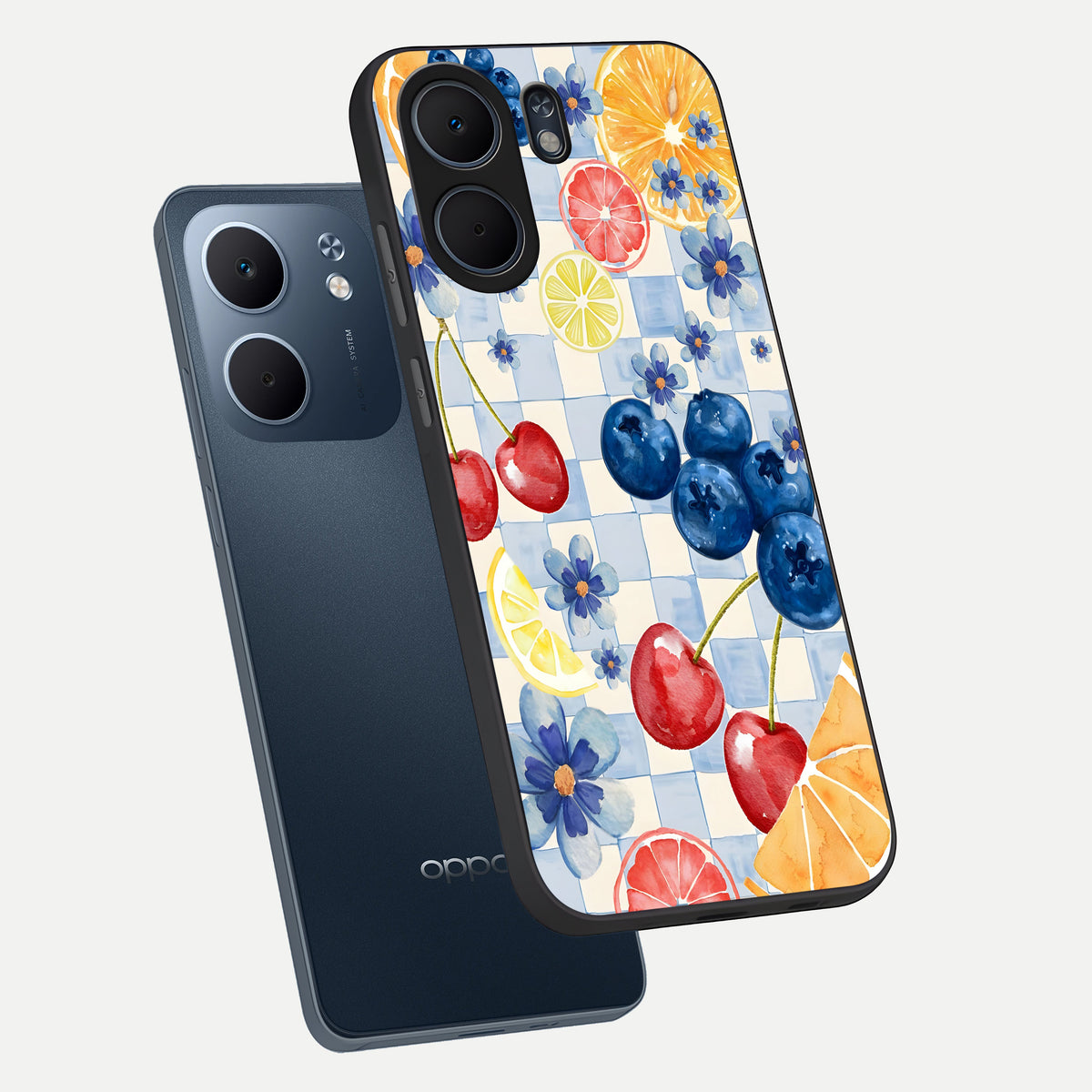  Citrus Bloom Joy phone case For Oppo A5x 5G showing premium glass back cover with detailed artwork