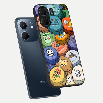  Coins Patterns phone case For Oppo A5x 5G showing premium glass back cover with detailed artwork