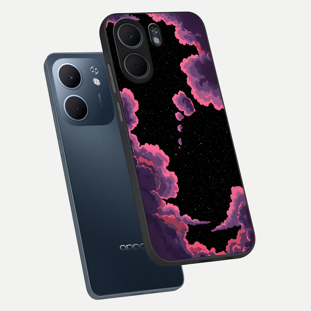 Cosmic Cloud Journey phone case For Oppo A5x 5G showing premium glass back cover with detailed artwork