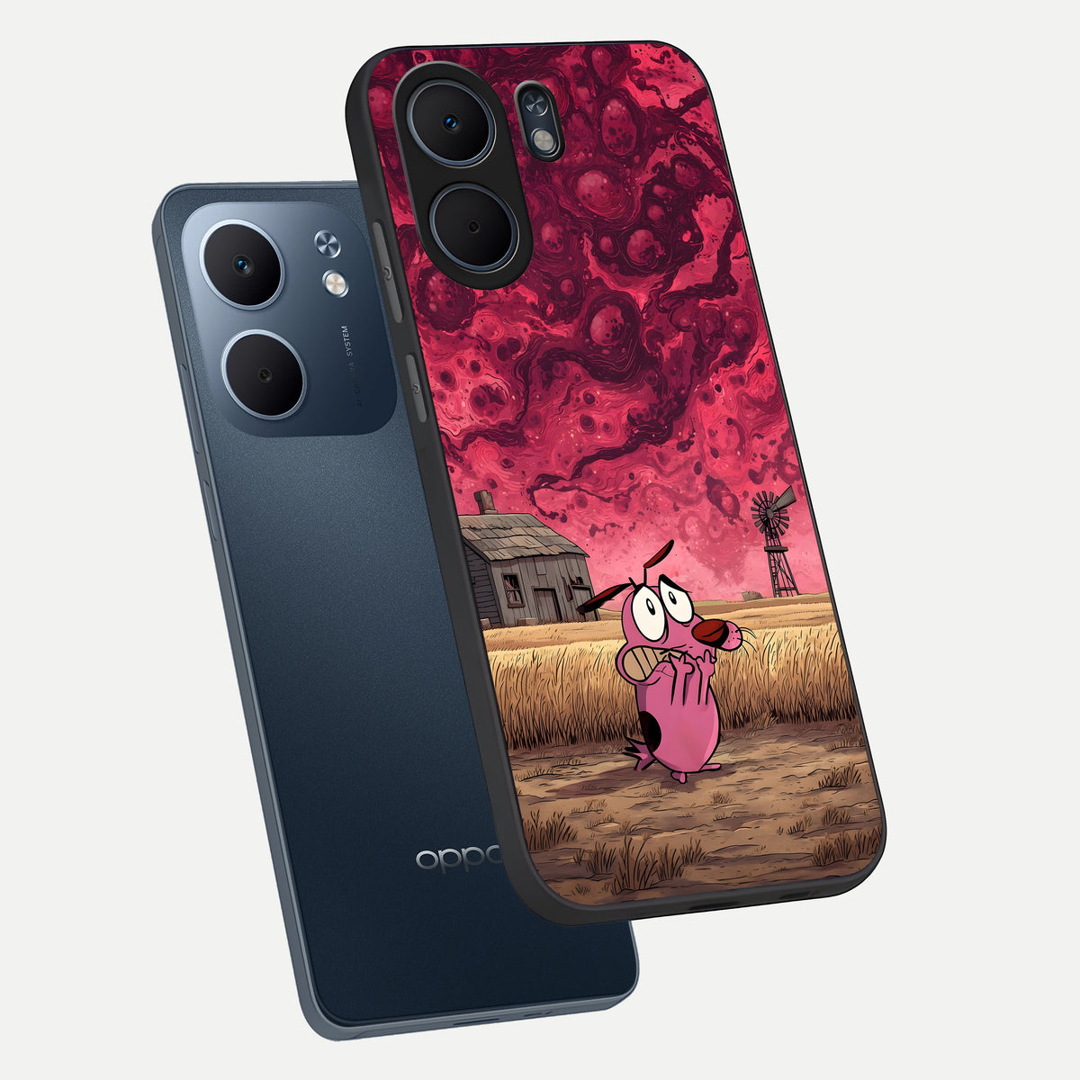  Courage Under Sky phone case For Oppo A5x 5G showing premium glass back cover with detailed artwork