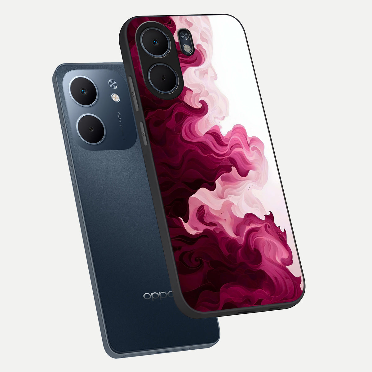  Crimson Wave Flow phone case For Oppo A5x 5G showing premium glass back cover with detailed artwork