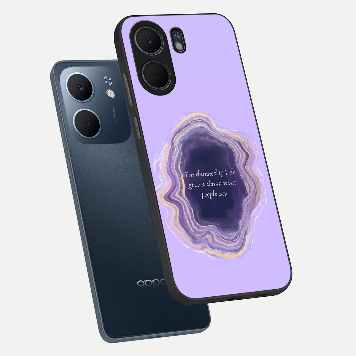 Damned People Quote phone case For Oppo A5x 5G showing premium glass back cover with detailed artwork
