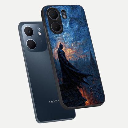  Dark Knight Dusk phone case For Oppo A5x 5G showing premium glass back cover with detailed artwork