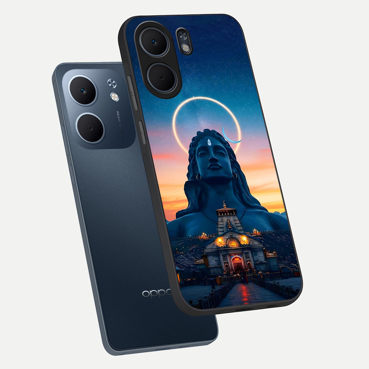  Eternal Shiva Aura phone case For Oppo A5x 5G showing premium glass back cover with detailed artwork