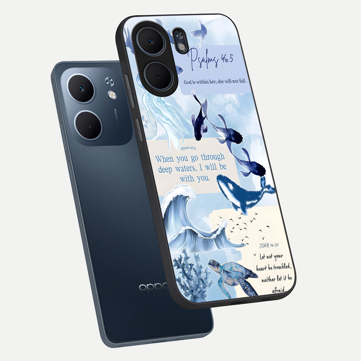  Faithful Ocean Promise phone case For Oppo A5x 5G showing premium glass back cover with detailed artwork
