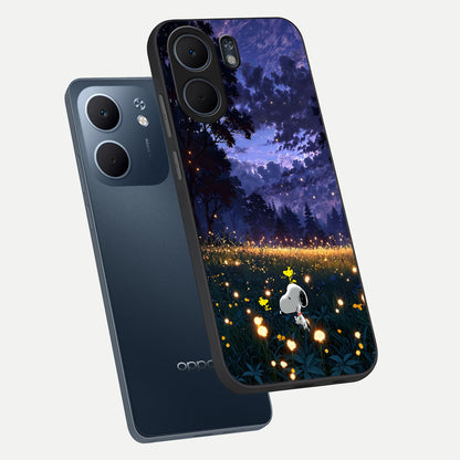  Firefly Meadow Magic phone case For Oppo A5x 5G showing premium glass back cover with detailed artwork