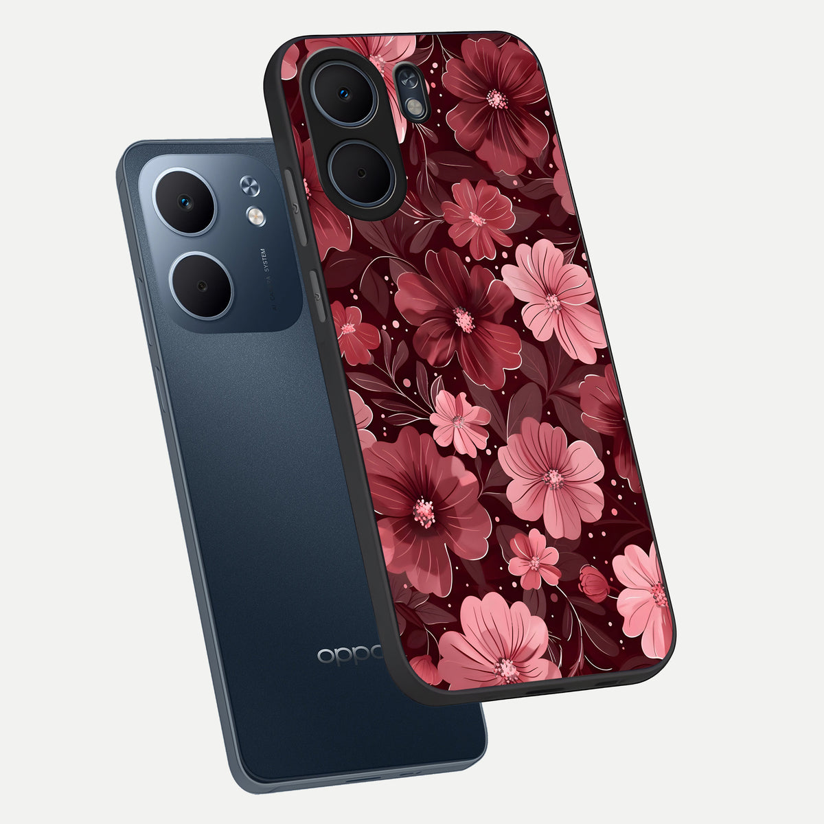  Flower Blush Bloom phone case For Oppo A5x 5G showing premium glass back cover with detailed artwork
