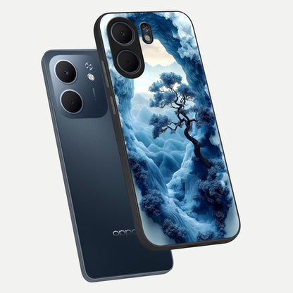  Frozen Serenity Gate phone case For Oppo A5x 5G showing premium glass back cover with detailed artwork
