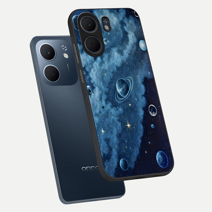  Galaxy Dream Space phone case For Oppo A5x 5G showing premium glass back cover with detailed artwork