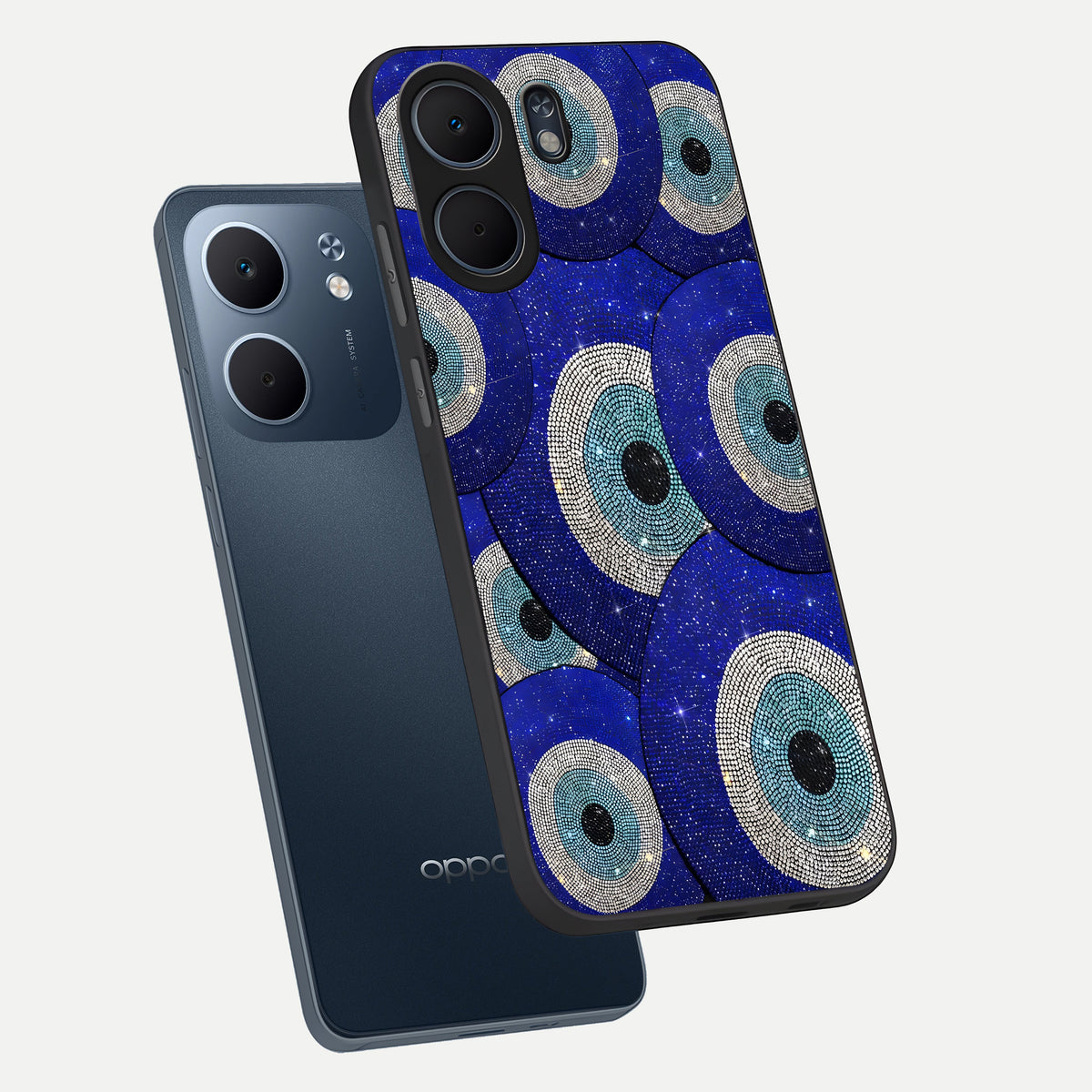  Galaxy Eye Flow phone case For Oppo A5x 5G showing premium glass back cover with detailed artwork