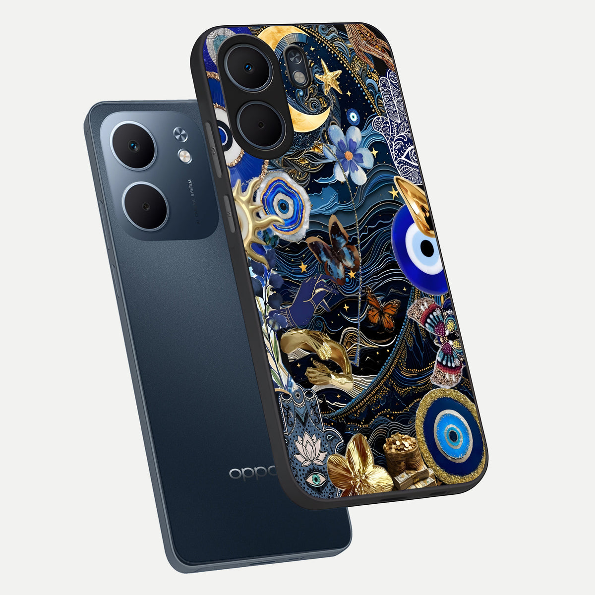  Golden Moon Magic phone case For Oppo A5x 5G showing premium glass back cover with detailed artwork