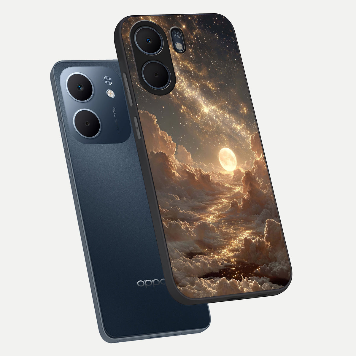  Golden Sky Dream phone case For Oppo A5x 5G showing premium glass back cover with detailed artwork