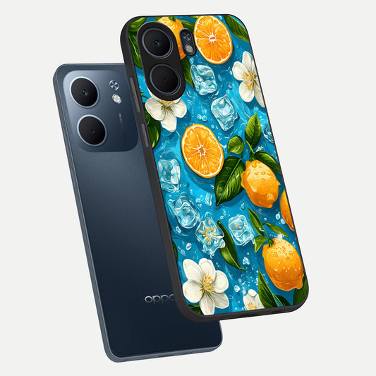  Ice Cube With Orange phone case For Oppo A5x 5G showing premium glass back cover with detailed artwork