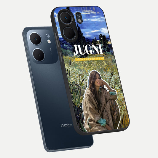  Jugni Soul Vibes phone case For Oppo A5x 5G showing premium glass back cover with detailed artwork