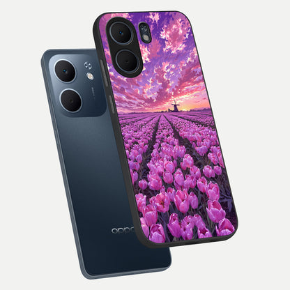  Lavender Dream Skies phone case For Oppo A5x 5G showing premium glass back cover with detailed artwork
