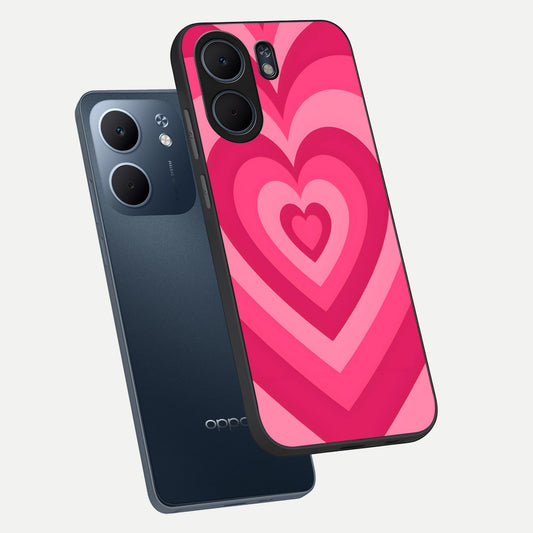  Layered Love Hearts phone case For Oppo A5x 5G showing premium glass back cover with detailed artwork