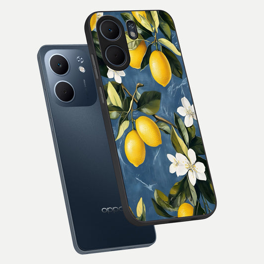  Lemon Dream Garden phone case For Oppo A5x 5G showing premium glass back cover with detailed artwork