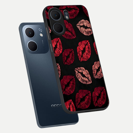  Midnight Kiss Love phone case For Oppo A5x 5G showing premium glass back cover with detailed artwork