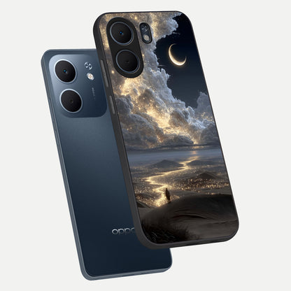  Moonlight Spark Path phone case For Oppo A5x 5G showing premium glass back cover with detailed artwork