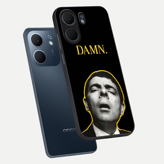 Mr Bean Damn phone case For Oppo A5x 5G showing premium glass back cover with detailed artwork