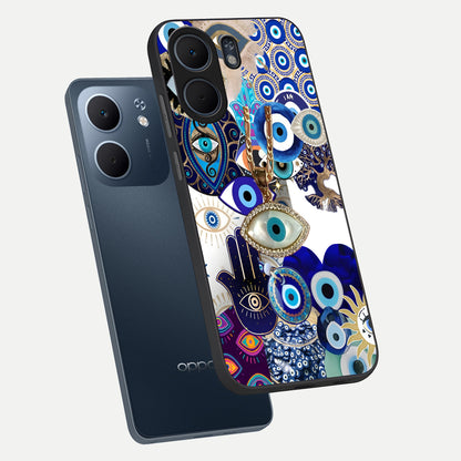  Mystic Charm Eye phone case For Oppo A5x 5G showing premium glass back cover with detailed artwork