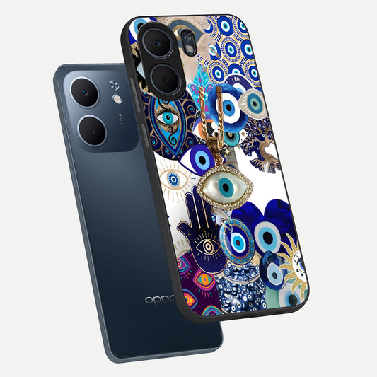  Mystic Charm Eye phone case For Oppo A5x 5G showing premium glass back cover with detailed artwork